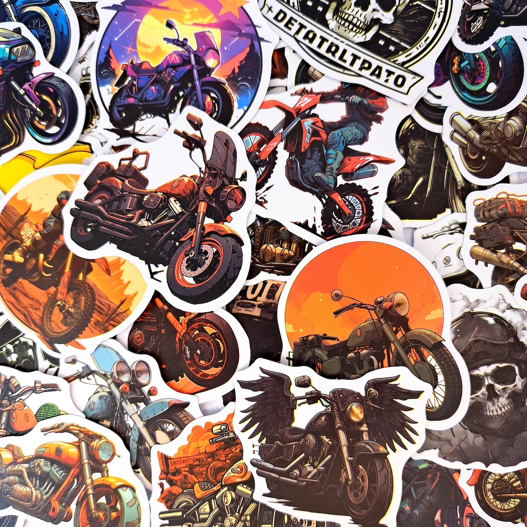 Trendy Motorcycle Sticker Pack – Biker, Helmet & Motocross Stickers ...