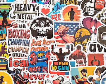 Pacchetto di adesivi motivazionali per la palestra, adesivi con citazioni di allenamento, amanti del fitness e della corsa, boxe, sollevamento pesi