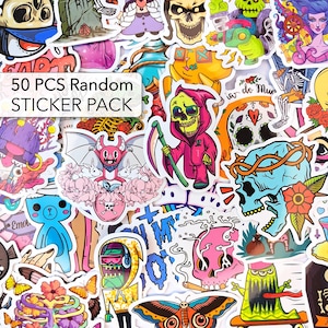 Lot de 50 autocollants squelettes gothiques, autocollants tête de mort mignon, autocollants adolescents, décalcomanies fantômes, autocollants horreur d'Halloween, autocollants de bagages