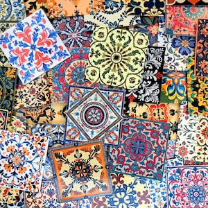 Paquete de pegatinas de mosaicos: pegatinas de azulejos ornamentales y de Talavera mexicana para arte y decoración.