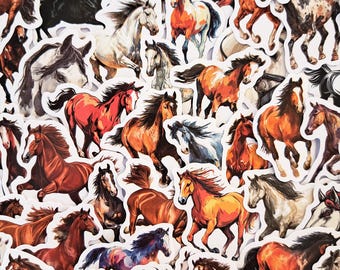 Pacchetto di adesivi con illustrazioni di cavalli: adesivi con stalloni selvaggi e maestosi cavalli in corsa per gli amanti degli animali
