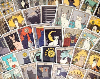 Stickerpakket tarotkaarten: stickers voor kattentarot, dierenriem en astrologie voor spreukenboeken en cadeaus