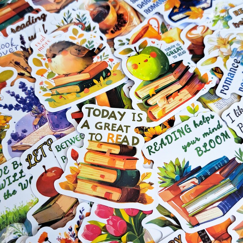 Book Lover Sticker Pack – Cozy Bookish Kindle Stickers and Literary ...