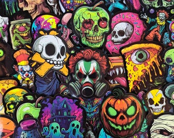 Horror Halloween Sticker Pack – Creepy Skulls, Ghost Faces and Scary Monster Stickers for Crafts