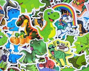 50 PCS Children Dinosaur Sticker Pack, Green Dragon Kids Decals, Dinosaur Jurassic Stickers, Funny Dinosaur Stickers, Dinosaur Gift Stickers