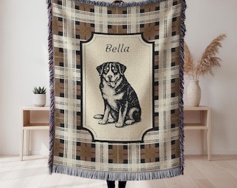 Custom Dog Portrait Woven Blanket,  Pet Portrait from Photo, Pet Loss Gift, Dog Remembrance Keepsake, Gift For Dog Mom Dad Bereavement