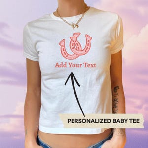 Western Custom y2k Tee, Personalized Baby Tee, Custom Gift for Her, Gift for Friend, Summer Crop Top, 90s/Y2K Trendy Shirt Customized Outfit