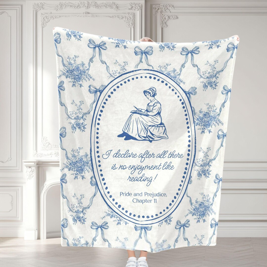 Jane Austen Reading Blanket Pride and Prejudice, Regency Book Blanket