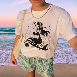 Gothic Mystical Mermaid Shirt, Beach Shirt for Women, y2k/90s Tee, Comfort Colors, Vintage Siren, Vacation Tee, Summer Shirt, Anime Goth