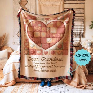 Grandma Blanket Custom Gift, Personalized Gift for Grandma, Grandmother Gift, Nana Gift, Grandma Throw, Gigi Gift, Grandma Wall Decoration