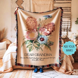 Grandma Blanket Custom Gift, Personalized Gift for Grandma, Grandmother Gift, Nana Gift, Grandma Throw, Gigi Gift, Grandma Wall Decoration
