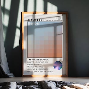 Stampa zodiacale Acquario, astrologia Y2K oroscopo affermazione estetica del gradiente arte moderna da parete, arredamento alla moda per la casa, poster cool, [Zodiaco]