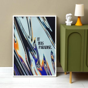 It Was Paradise Print, gráfico psicodélico cibernético retrowave Y2K de los años 80 y 70, arte mural contemporáneo, decoración moderna para el hogar, póster genial, [Trippy]