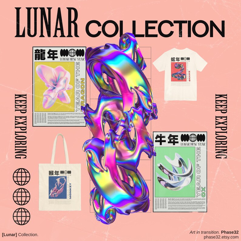 Year of the Monkey Print, Vibrant Chinese Zodiac Art, Surreal Animal Wall Decor, Abstract Monkey Poster, Trippy Astrology Artwork, [Lunar] image 8