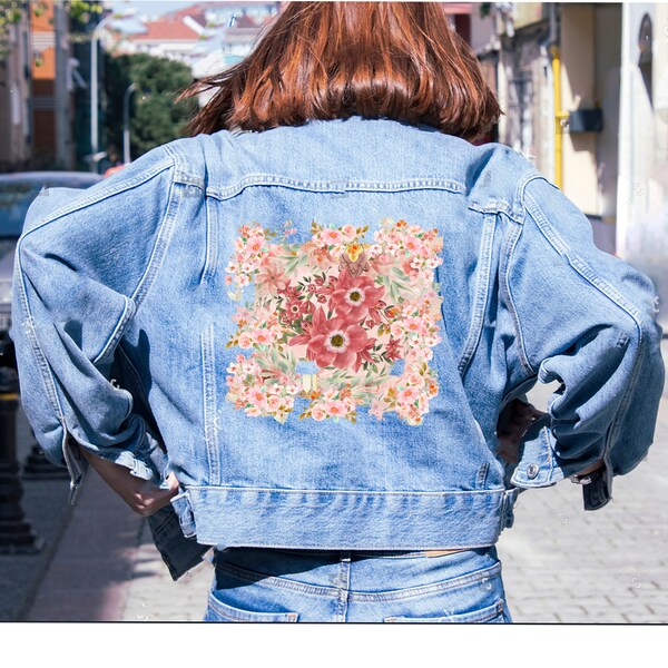 Women's flowers Denim Jacket, watercolor flowers, spring colors, wildflowers, You will smell so fresh