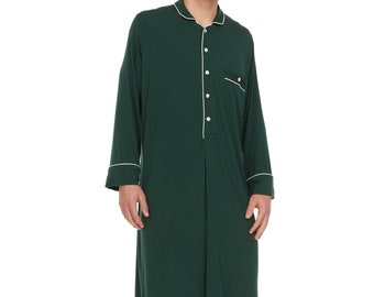 Green Micro Modal mens nightshirts for sleeping - Soft Mens Nightgown - Mens sleep shirts - Loose mens Nightshirt