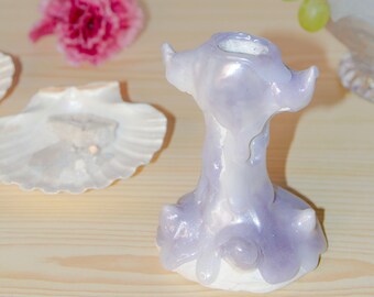 candle holder abstract form melting decor soft pastel Lila