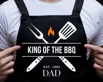 Tablier personnalisé, roi du barbecue, tablier, tablier de cuisine, cadeau fête des pères, cadeau pour papa, tablier personnalisé, cadeau pour lui, tablier pour homme, cadeau mari