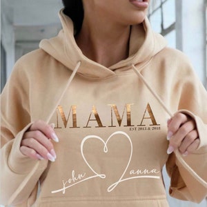 Hoodie MAMA Personalisiert mit Kindernamen, MOM Hoodie Muttertags Geschenk, Muttertag, Mum Sweatshirt, Geburtsjahr Mama Baby Shower Geschenk Bild 1