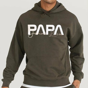 Vatertag Hoodie Personalisiert mit Kindernamen, Papa Geschenk, Vatertagsgeschenk, Papa Hoodie, Geschenk Vatertag ,Vatertag karte, Papa Shirt Khaki