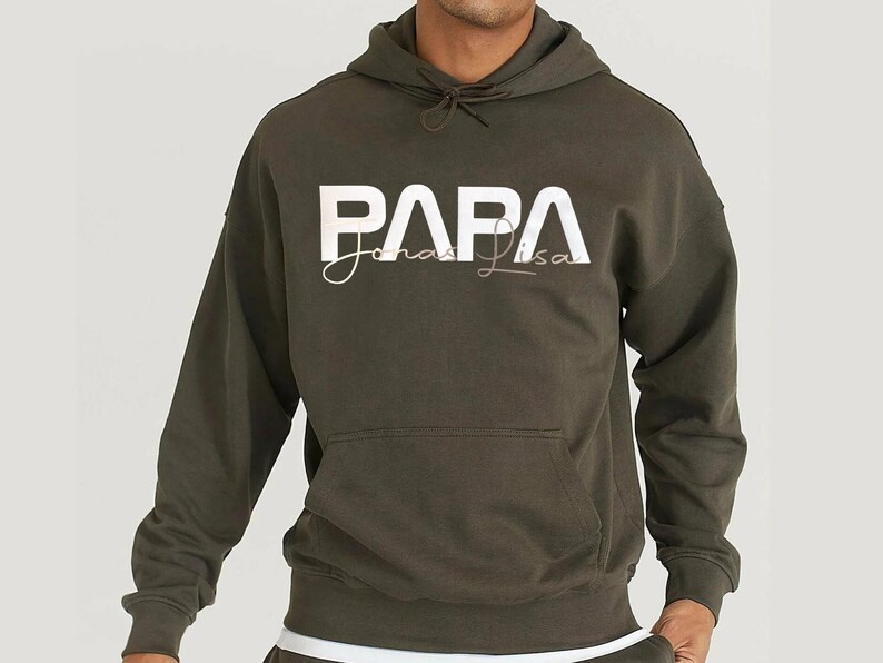 Vatertag Hoodie Personalisiert mit Kindernamen, Papa Geschenk, Vatertagsgeschenk, Papa Hoodie, Geschenk Vatertag ,Vatertag karte, Papa Shirt Khaki