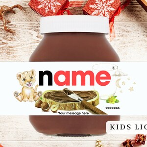 Personalised Nutella Label Sticker Valentines Gift Birthday Gift Personalised Chocolate Gift for Valentines Nutella Gift Valentine's Day Kids Lion