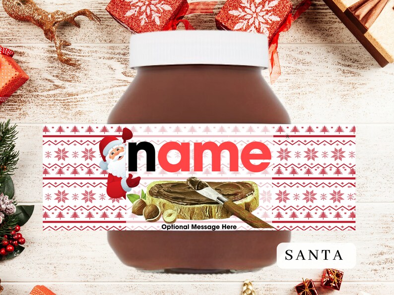 Personalised Nutella Label Sticker Valentines Gift Birthday Gift Personalised Chocolate Gift for Valentines Nutella Gift Valentine's Day Santa