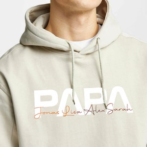 Vatertag Hoodie Personalisiert mit Kindernamen, Papa Geschenk, Vatertagsgeschenk, Papa Hoodie, Geschenk Vatertag ,Vatertag karte, Papa Shirt Beige