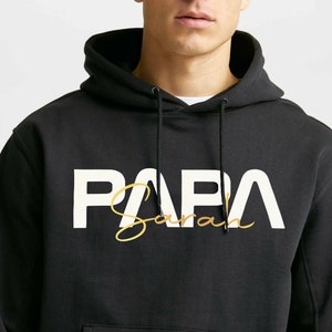 Vatertag Hoodie Personalisiert mit Kindernamen, Papa Geschenk, Vatertagsgeschenk, Papa Hoodie, Geschenk Vatertag ,Vatertag karte, Papa Shirt Schwarz