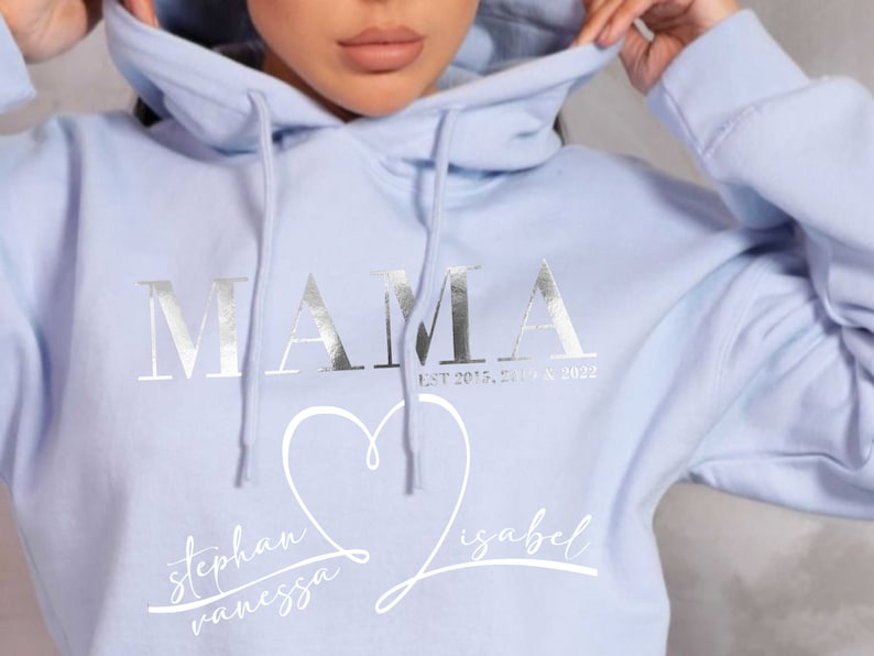 Hoodie MAMA Personalisiert mit Kindernamen, MOM Hoodie Muttertags Geschenk, Muttertag, Mum Sweatshirt, Geburtsjahr Mama Baby Shower Geschenk Bild 2