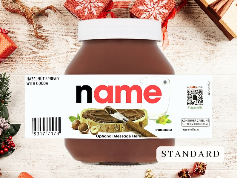 Personalised Nutella Label Sticker Valentines Gift Birthday Gift Personalised Chocolate Gift for Valentines Nutella Gift Valentine's Day Standard