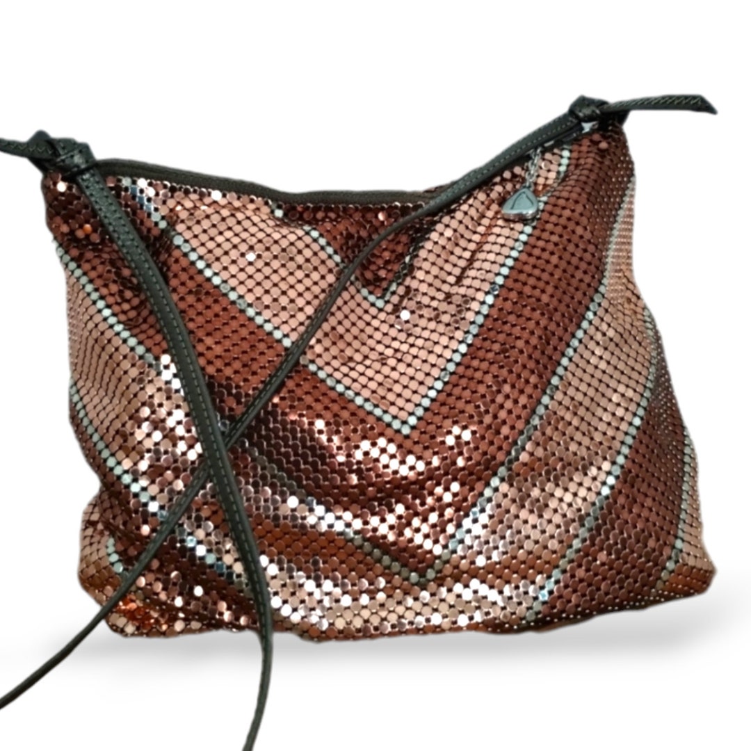 1980s Whiting and Davis Chevron Metal Mesh Crossbody Bag Etsy