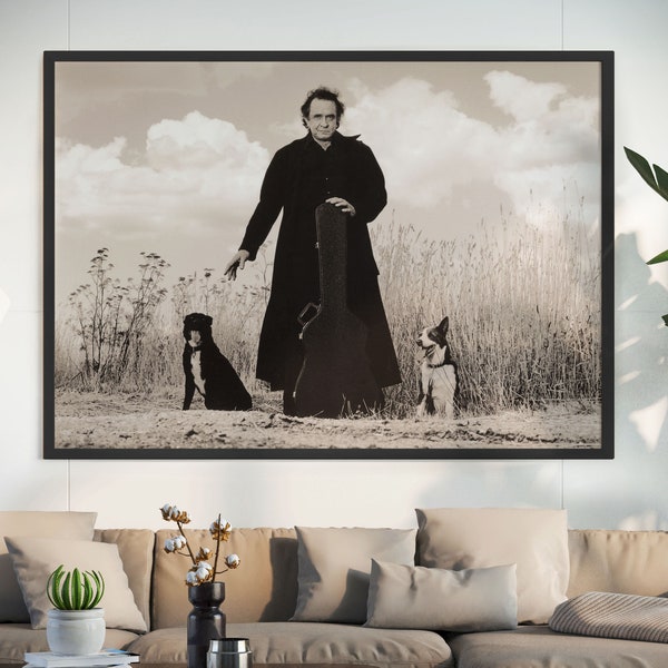 Johnny Cash - Cash Poster - Vintage Musik Poster - Johnny Cash and Dogs Poster