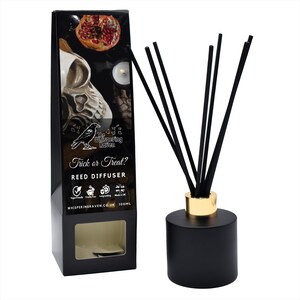 Trick or Treat Reed Diffuser: Sweet Fruity Cinnamon Scent, Handmade Vegan Home Fragrance