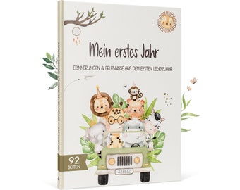 NEU! Milo&Kids® Babyalbum mein erstes Jahr | Babytagebuch | Baby Album - Geschenk zur Geburt für Mädchen und Jungen | Babybuch DIN A4