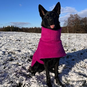 Abrigo rosa de lana hecho a mano para perro. Ropa de abrigo. Razas grandes.
