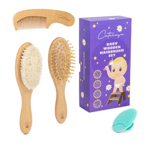 新生児と幼児用カタラヤ ベビーヘアブラシセット
