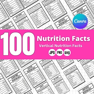 100 + nutriations facts , Editable Nutrition Facts Template, Nutrition Facts PNG, Birthday Nutrition Facts Template, Nutrition Facts Mug,