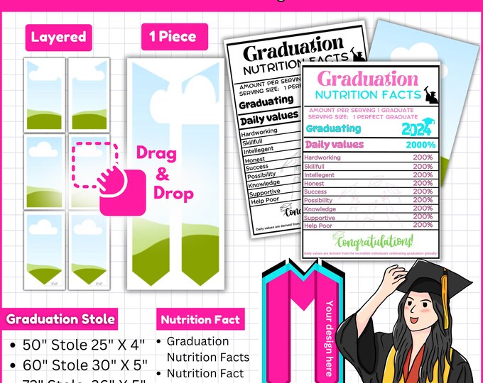 Gradutation Fatcs Graduation Stole Template, Graduation Stole Svg, Graduation Nutrition ...