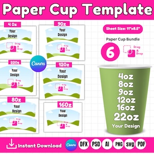 Mug Wrap Template, Tumbler Template Bundle, Paper Cup Wrapper Template ...