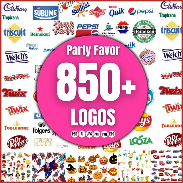 Party Favor Logo Bundle, Party Logo Label, Party Stickers svg Bundles, Chip Bag Label, Party Favor, Chocolate Bar SVG , JPG,PNG ,Party logos