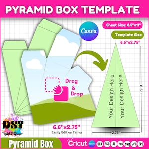 Pyramide Box Vorlage svg, Pyramide Geschenkbox, Geschenkbox Vorlage, Party Favor Box, Pyramide Geschenkbox Vorlage, Party Favor Vorlage, Canva Mockup