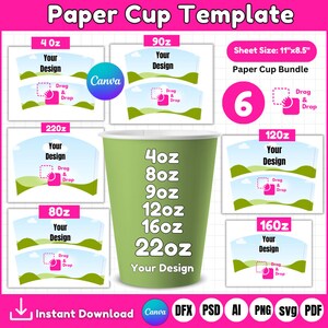 6 Paper Cup Wrapper Template, Paper Cup Wrapper SVG, Paper Coffee Cup ...