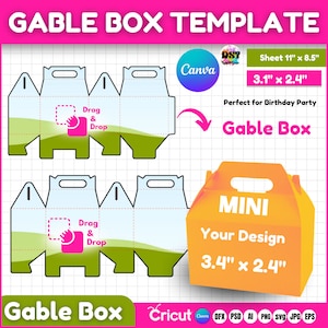 Plantilla de caja a dos aguas SVG, plantilla de caja a dos aguas, caja de regalo para fiestas, caja a dos aguas SVG, caja de regalo SVG, plantilla de caja DIY, maqueta de caja a dos aguas, caja de regalo a dos aguas