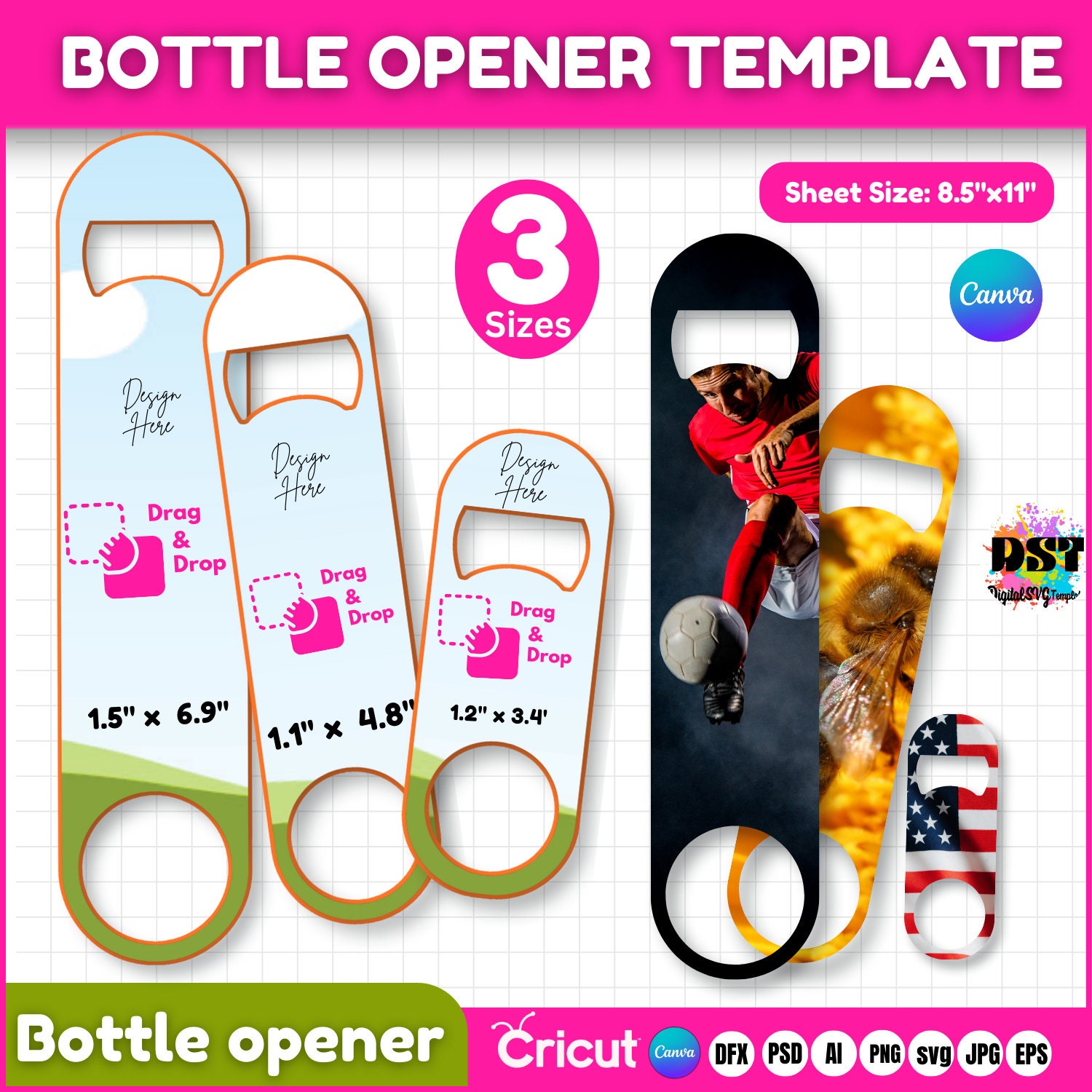 Bottle Opener Bundle, Bottle Opener Template Svg, Beer bottle Opener Template,Canva Bottle Opener Template, Steel Bottle Opener Canva Mockup