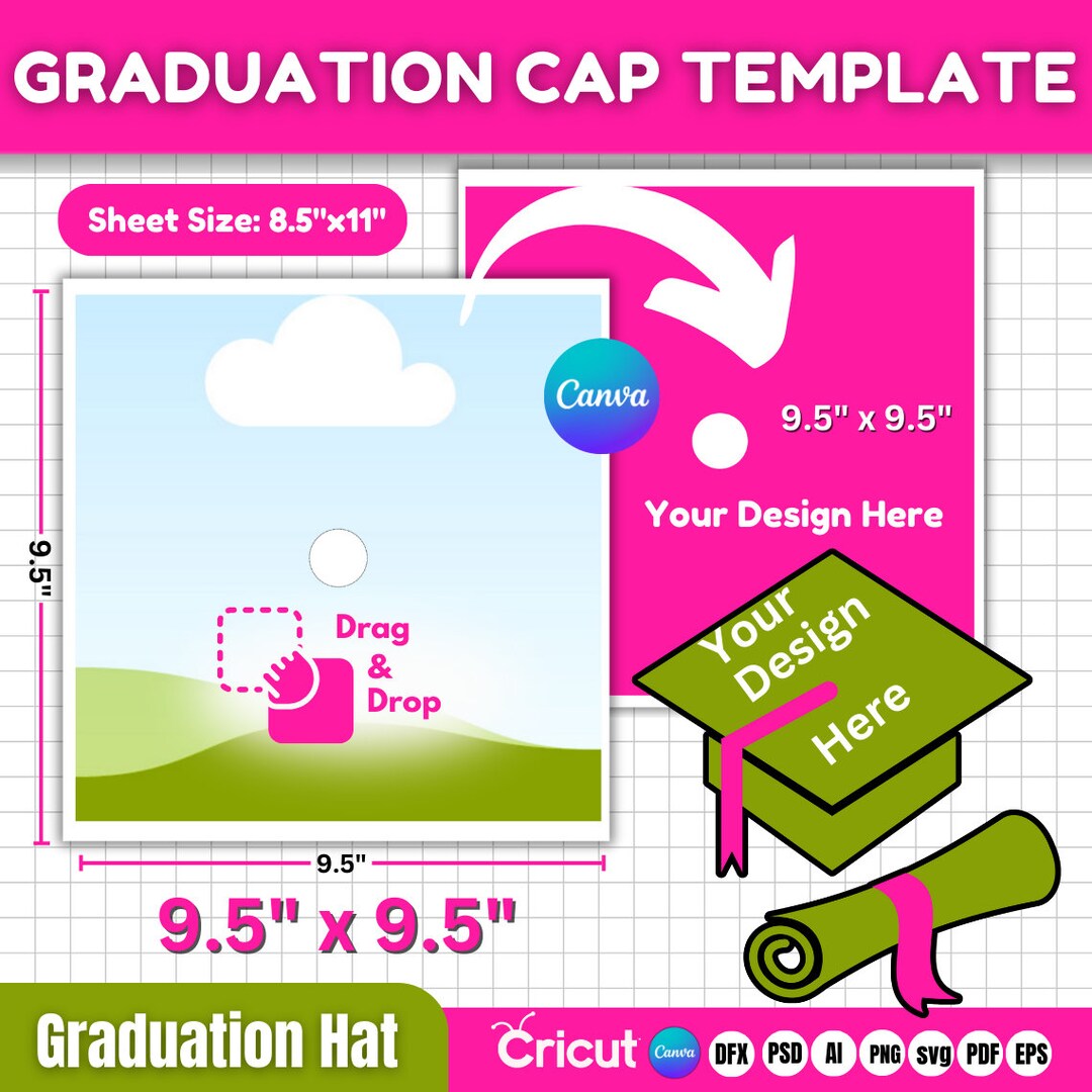 Graduation Cap Template Svg, Graduation Hat Template, Graduation Cap ...