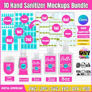 Hand Sanitizer Label Vorlage, Mini Hand Sanitizer Etikettenvorlage, Hand Sanitizer Etikett SVG, Hand Sanitizer Mockups, Blank Hand Sanitizer Etikett