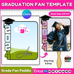 Graduation Fan Template, Grad Paddle Fan Template, Custom Grad Fan ...