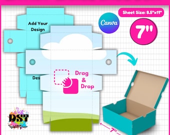 7&quot; Extra Large Shoe Box Template, Shoe Box Svg, Shoe Box Label, Sneaker Box Template, Gift Box Svg, Party Favors box, Mini shoe box, Mockup
