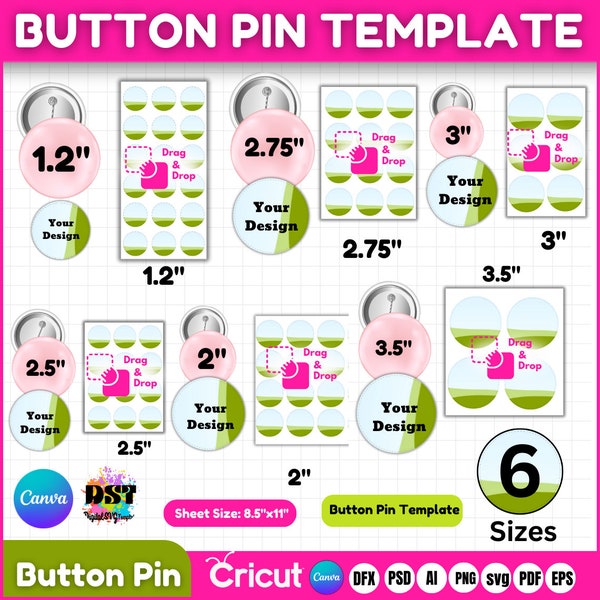 58mm Pin Template Etsy